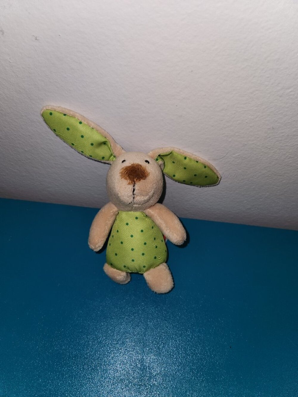 Sigikid Bunny Rabbit Plush Green Polka Dot Stuffed Animal Small Soft Toy